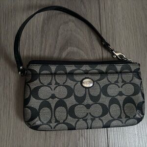 Coach Signature Black and Gray Wristlet